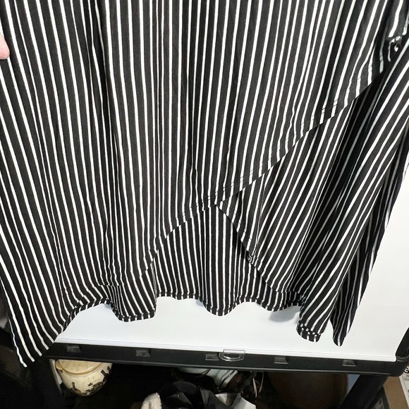 Colette Women's XL Striped Asymmetrical Wrap Maxi Skirt Black White Made In USA - Picture 3 of 8